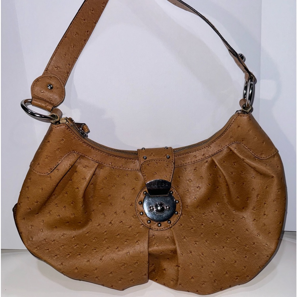 Y2K 80's Vintage GUESS Shoulder Purse Faux Ostrich Leather.